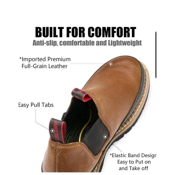 NWT! SUREWAY Slip-On Work Boots Slip-on Casual Tobacco Sz Men’s 10.5, Women 12.5 - Picture 14 of 15